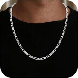 925 Sterling Silver Dainty 4mm Diamond Cut Figaro Chain for Men Jewelry Gift
